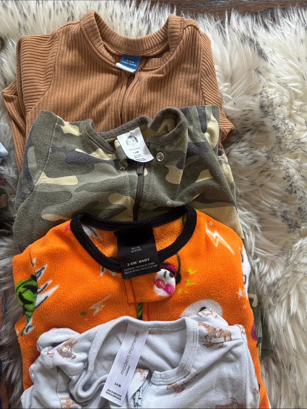 3-6M 8 Baby Boy Footie Bodysuit Bundle